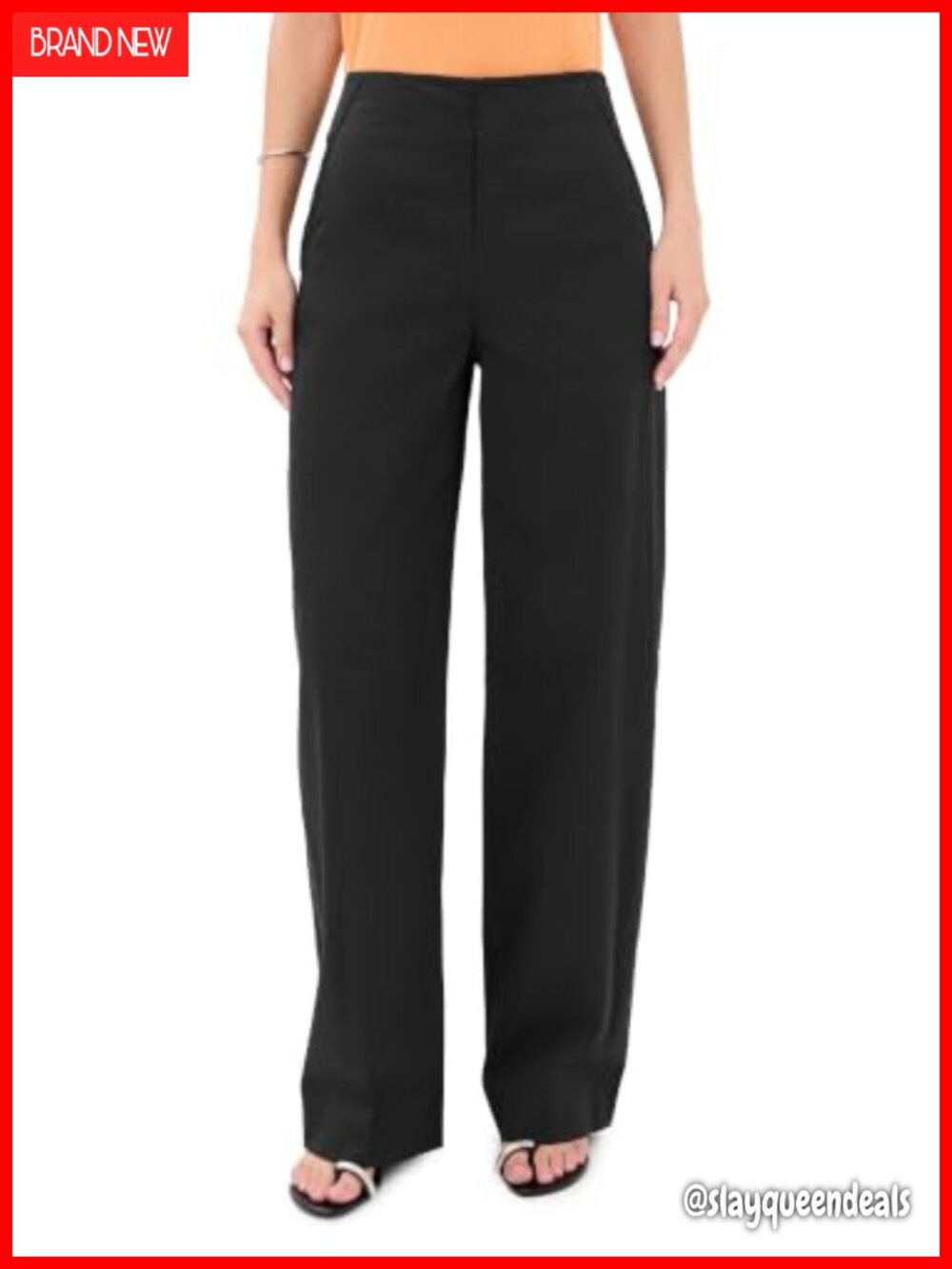 High Waist Elastic Back Cotton Trousers Relaxed Fit